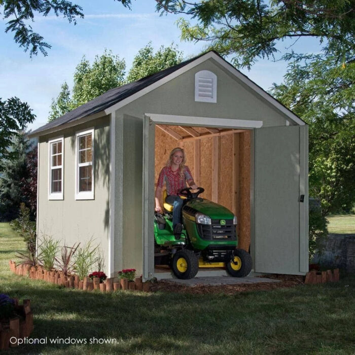 Installed Meridian 8 ft. x 10 ft. Wood Storage Shed with Driftwood Shingles - Image 9