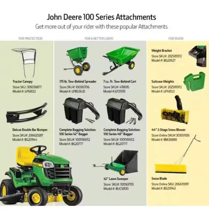 John Deere S100 42 in. 17.5 HP GAS Hydrostatic Riding Lawn Tractor - Image 7