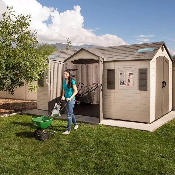 Lifetime 15′ x 8′ Dual-Entry Outdoor Storage Shed - Image 3